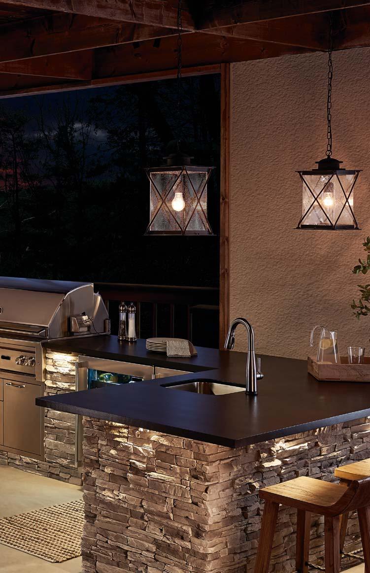 Outdoor Living Inspiration 1 Bring it all together. Bring life to outdoor spaces after dark with the right combination of lighting pieces.