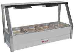 W705 x D615 x H675 4 half or 2 full pans included Item 158 Keep food hot, display and serve with a 4 x 1 hot food bar.