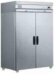 Stainless steel upright freezer, Capacity 1400L, 6 shelves (3 shelves per door).