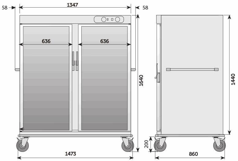 Ref: CCE10 mm (BxDxH): 783 x 860 x 1207 Doors: 1 GN 2/1 rack capacity: 10 Voltage (V): 230/1N 50-60Hz Power