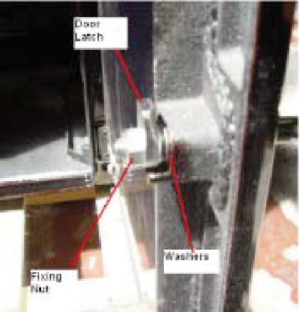 casting to allow the latch to be positioned closer to the back of the door casting (see Figure 24). The tightness of the door seal should be checked after each adjustment is made.