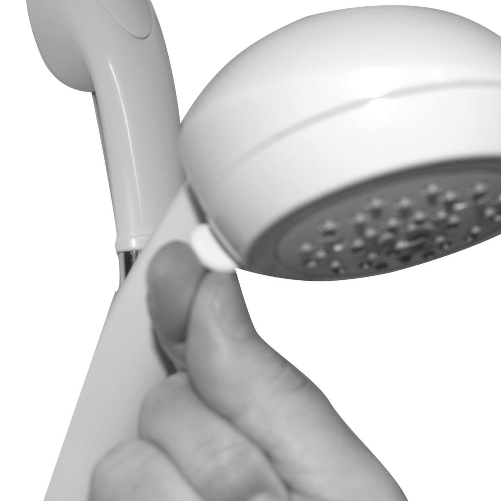 E50 - shower head operation Shower head operation NEVER ATTEMPT TO MAKE ANY ADJUSTMENT