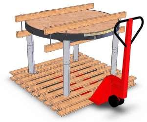(Remove from pallet and place on it s side on pallet trolley if it must go through narrow doorways - See previous section - Lifting Positions) Lift the Base section from