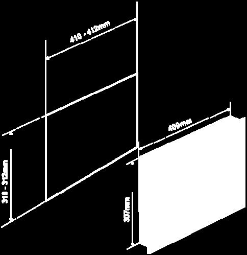 Folositi dimensiunile din figura 6 pentru trasarea si decuparea gaurii de montare in peretele de gips carton.