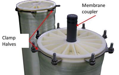 Slide the mated membranes out of the pressure vessel. 2. Remove the alignment coupling from the left end of the membrane assembly. 3.