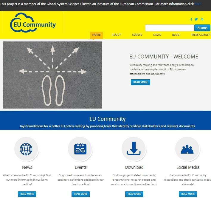 4 Website and Social Media 4.1 Project Website The centrepiece of the dissemination and communication strategy is the EU Community project website.