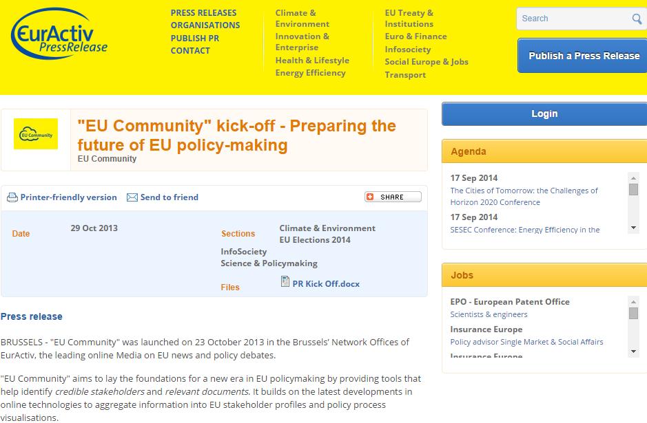 Action Due Assumption 1.6 Content: 1 opinion piece from speaker published on EurActiv.com and newsletters i.e. http://www.euractiv.