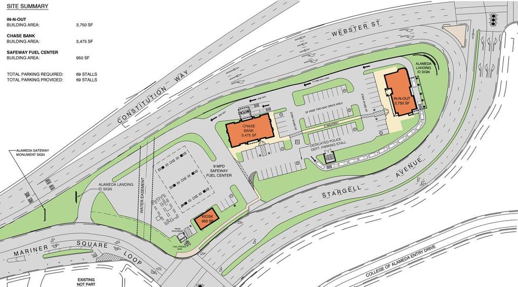 Figure 1. Gateway Site Site Plan. Safeway Fuel Station: The Safeway fueling station is located at the north end of the site.