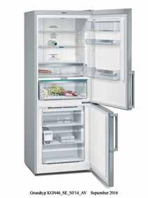 Valid from 1st April 2018 Model KG46NAI31Z (AVAILABLE 2ND QUARTER 2018) KG46NXW30Z (AVAILABLE 2ND QUARTER 2018) Product Features iq500 385 litre no frost fridge / freezer, bottom freezer, inox