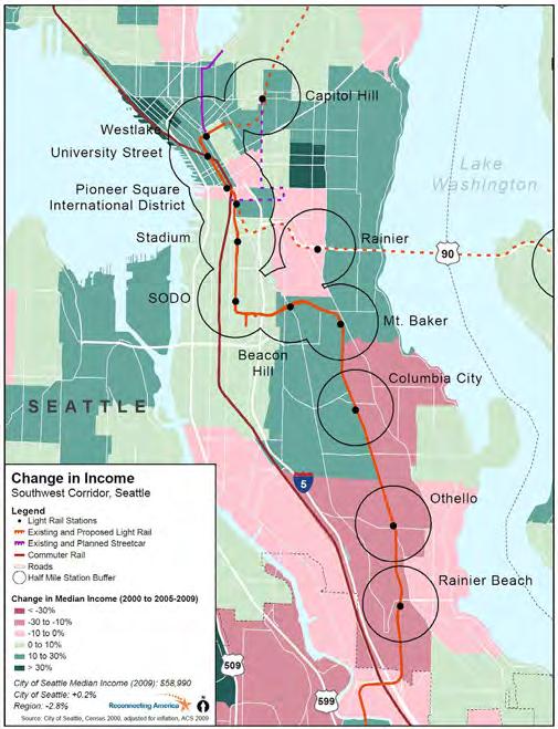 Seattle, WA: Linking Workforce Housing and Transit Strategies The Southeast corridor connects downtown Seattle to a series of residential neighborhoods in southeast Seattle and then further south to