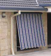 Drop-Arm Awning arms pivot in an arc, extending and retracting the fabric skin providing protection for