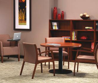 Kimball Office tables provide the ability to mix many materials, including wood, metal and laminate.