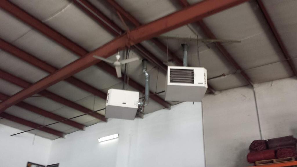 TRAILER SHOP FORCED AIR HEAT- TWO NEWER REZNOR UNIT HEATERS