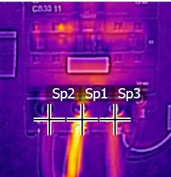 Then a thermal image in which the adjustment was made is indicated, the problem resides in the bushing of phase 2 of the transformer: The measurement area is identified by the name Ar1. 3.