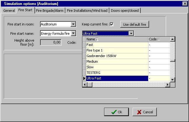 Figure 4.58: Select the Enable post flash-over model check box. 4. On the Fire Start tab, select the Ultra Fast fire option in the Fire start name drop-down list box. Figure 4.