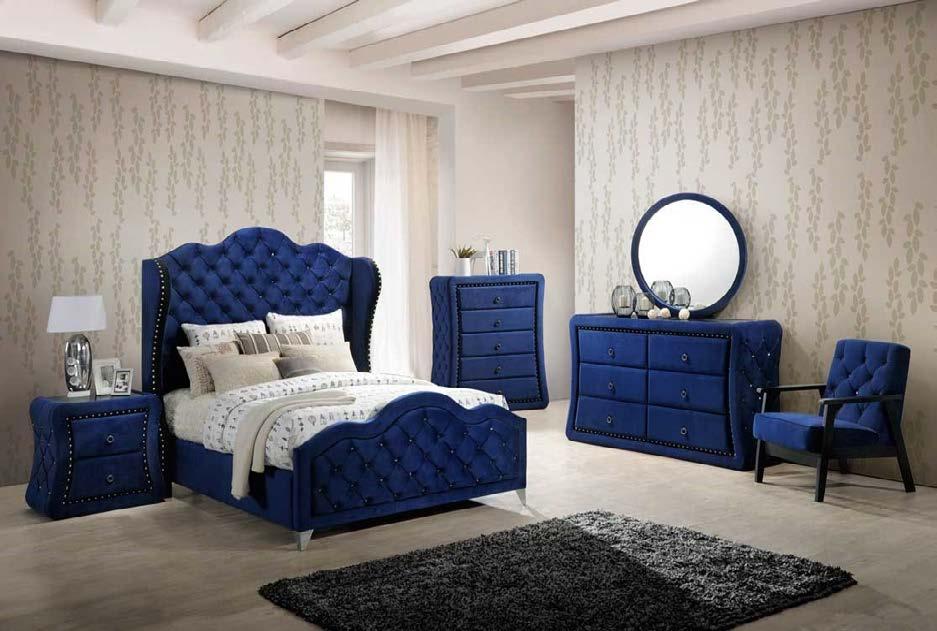 Chris is the perfect blend of traditional styling with modern color and accents. Each piece of drawer has a luxurious nude velvet finish with crystal accents handle and traditonal embellishment.