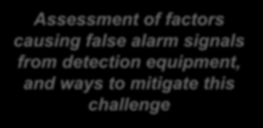 Assessment of factors causing false alarm signals from detection equipment, and ways to mitigate this challenge REPORT by SENIOR RESEARCH