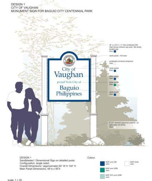 ATTACHMENT A 3 design proposals for the City of Vaughan Twin City monument sign and cost estimates.