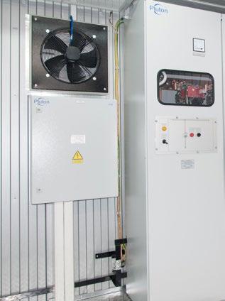 Air-conditioning system is provided (air cooling and heating without condensation). Outdoor air conditioner unit is installed outside on the narrow side of modular traction substation.