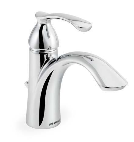 2 GPM flow rate Includes 4-inch deck plate and pop-up drain SB-2011-E Single lever faucet