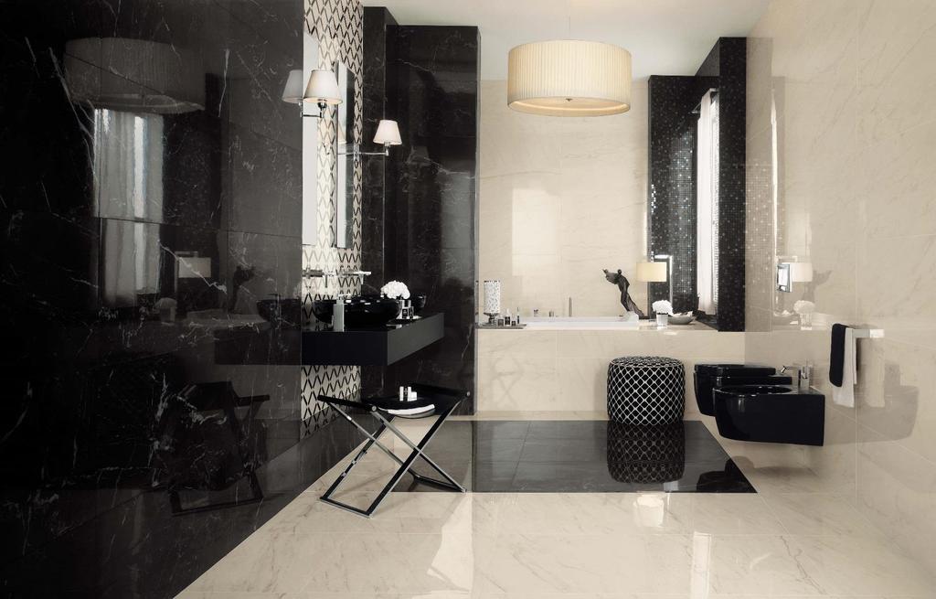 DOMANI BIANCA Domani Bianca is a stunning reproduction of Statuario marble from the famed Cararra Quarry