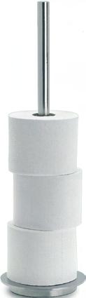 Turned from solid stainless steel Holds 4 standard toilet rolls Weighted base gives
