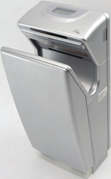 Hot Air Hand Dryers BC 2011 Dolphin Velocity High Speed Hand Dryer Available in silver and white Auto resetting thermostat High speed brushless DC motor Dries hands in 6-10 seconds Energy saving and
