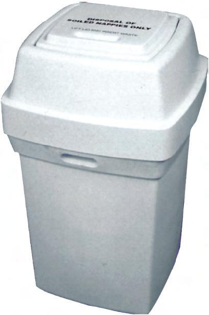 Bins / Free Standing BC 103-NLB Dolphin Nappy Disposal Bin Moulded polyethylene construction Available in either white, yellow or grey Airtight top fitting Takes