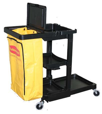 2 CLEANING EQUIPMENT TROLLEYS & MOPPING UNITS Janitor Cart with Bag Cleaning cart with durable