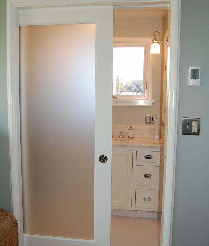 1 Install a Pocket Door Install a Pocket Door. Converting the swing door into the bathroom to a pocket door will significantly improve the look and sense of space in the bathroom.