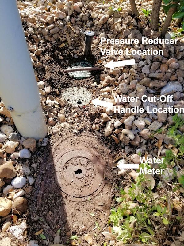 Water Cutoff and Pressure-Reducing Valve Location When homes were built in Roseheart from 2003-2008, the builder s plumber installed the cutoff and pressure-reducing valve on the property owner s