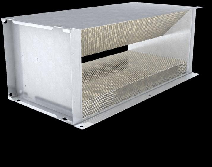 In addition to providing a rectangular discharge, the plenum also features a special acoustic lining which when