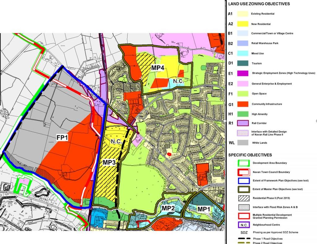 FP1 lands Figure 1: Extract of Navan Development Plan 2009-2015 Land Use Zoning Map with the Nevinstown lands identified As has been stated, the Nevinstown lands are the Council s preferred site for