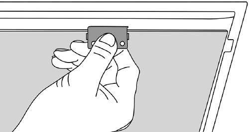 Installation Instructions 4.3 Supporting the glass, loosen and remove the 2 clamps. These can be unscrewed using just finger tips. 4.4 Carefully tip the glass forward and lift out of the lower tray to remove from the appliance, see Diagram 9.