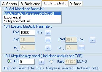 This parameters are ignored by the ESP model. Elastic modulus used are the same of the sand model.