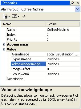The Visual Components alarm system 2.6 Acknowledging alarms An alarm normally requires an action from the operator. This action can be "forced" using the alarm's acknowledgement settings.