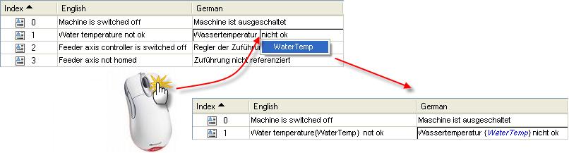 The Visual Components alarm system Procedure: Insert a new TextSnippet with the name "WaterTemp" and the type "Numeric" Connect the process variable "gheating.status.
