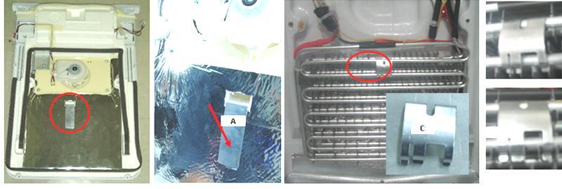 Defrosting Troubleshooting Metal clips A and C can be placed on both the evaporator cover and the evaporator.