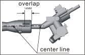 Overlap 14 mm between venturi tube and nozzle when assembling. 2. Keep the center line of venturi tube and nozzle on one line.