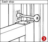 Mark the drill with tape to establish the depth of the hole. 2. Open the window and tap the metal liners (supplied with the bolt) into the holes until they are flush. 3.