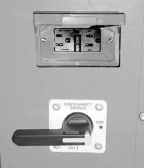 For added convenience in the field, a factory-installed convenience outlet and disconnect ( 12 ) are available. Low and High voltage can enter either from the side or through the base.