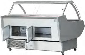Simple plug in operation Top hinged glass with hydraulic arm support for curved glass unit ABS foamed end walls Ice insert for fish display available upon request * Display shelf available upon