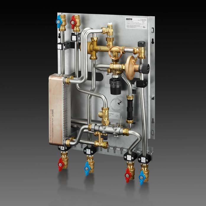 The additional heat exchanger on the heating side allows for the separation of the supply system (primary circuit) and the heating circuit of the dwelling (secondary circuit). Regudis W-HT, item no.