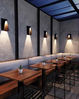 LBL Lighting to Unveil New 2018 Products Page 5 The Elpha 14 outdoor sconce by LBL Lighting adorns and provides bright light to this hotel rooftop.