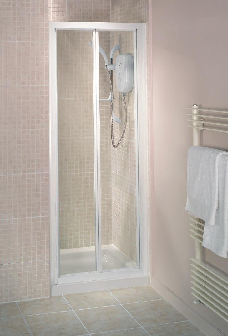 Showering Showering Pivot Silver Enclosure Pivot Silver Recessed Bi-Fold White Enclosure