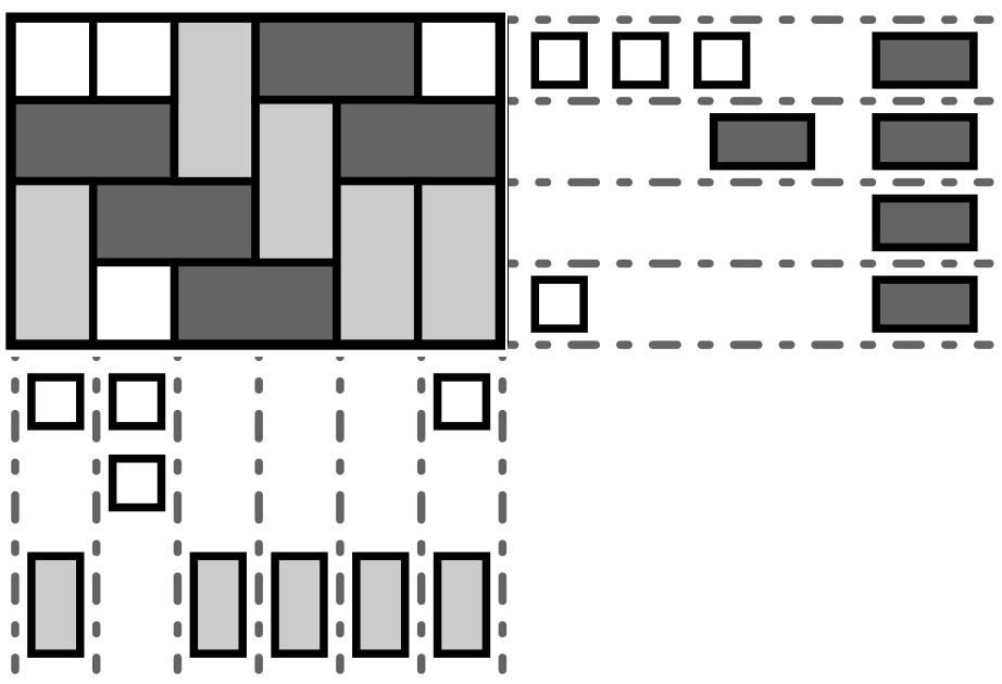 Tomoku! INSTANCE: A r c grid and tiles completely contained in each row and column.