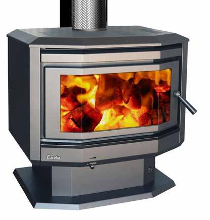Double-fronted firebox for pre-heated primary air Air holes under front to distribute hot air to floor level Optional chrome or gold plated door available at extra cost Self