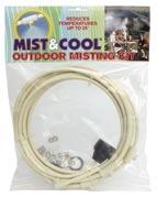 10/carton 16' Coil 1/4" poly hose - 250 PSI rated 3 Misting nozzle tees 1 Compression elbow 1 Hose adapter 4 Brass misting nozzles 4 Mounting clamps MC544 1/4" PET COOLING KIT A 4-nozzle, portable