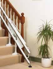 Do you need a hinged track? In order for the seat to get low enough for the user to sit on it is necessary for the track to extend beyond the staircase to the hall floor.