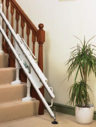Do you need a hinged track? In order for the seat to get low enough for the user to sit on it is necessary for the track to extend beyond the staircase to the hall floor.